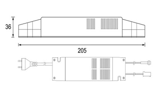 DRIVER 55W DIMMER - Technical Drawing